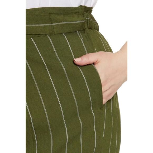 NWT Vince Belted Stripe Wide Leg Pants Trousers Plus Size 1X Green Pull On $345 - Picture 6 of 16